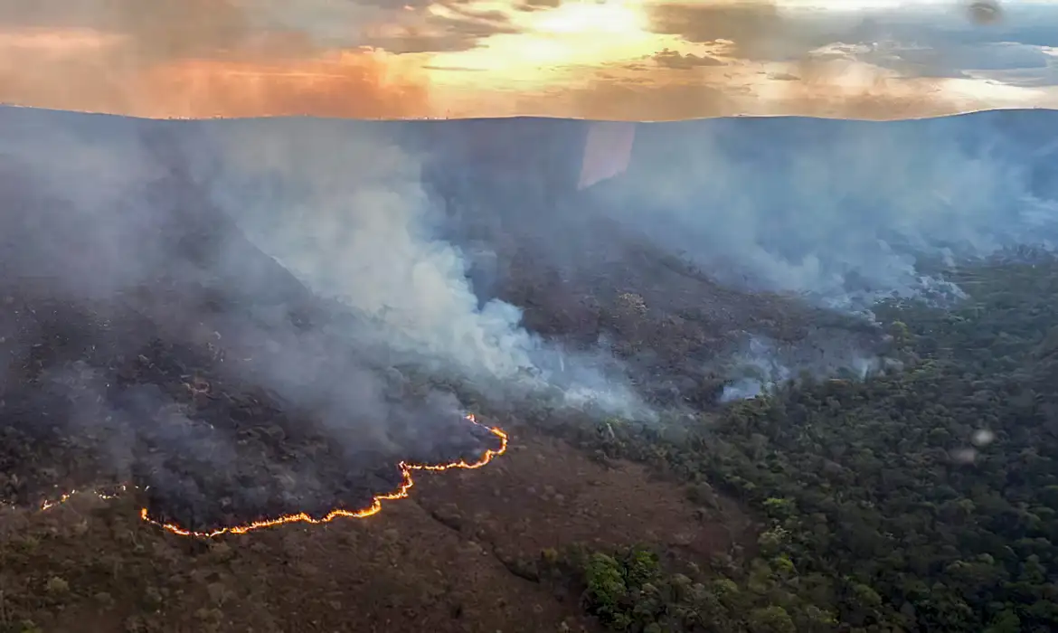 Um incêndio iniciado na última quinta-feira (5) destruiu 10 mil hectares do Parque Nacional da Chapada dos Veadeiros, em Goiás. De acordo com a administração da unidade de preservação, a área atingida é ainda uma estimativa e fica entre o Paralelo 14 e a Cachoeira Simão Correia.