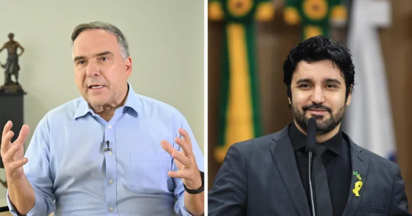 A pesquisa Quaest, divulgada nesta quinta-feira (17), mostrou Sandro Mabel (União Brasil) com 46% das intenções de voto para o 2º turno em Goiânia (GO). O candidato Fred Rodrigues (PL) teve 39%.